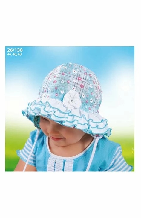 Palarioara 100% bumbac pentru fetite 6-18 luni - AJS 26-138 bleu, roz, gri