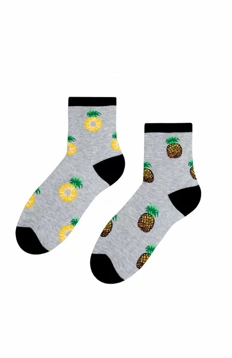 Sosete dama cu model asimetric de ananas - Steven S159-014V gri