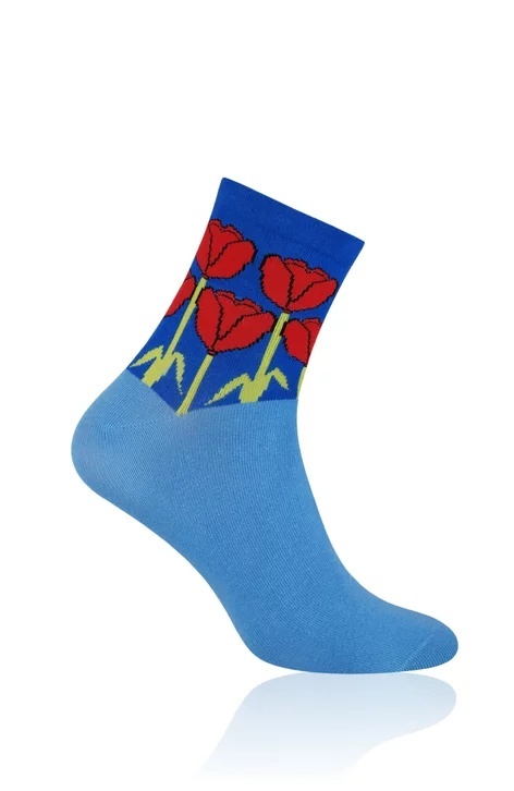 Sosete dama, model Tulips - More S078033 albastru
