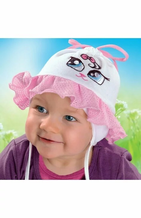 Caciula din bumbac pentru fetite 1-12 luni - AJS 26-011 alb, roz, fucsia, mov