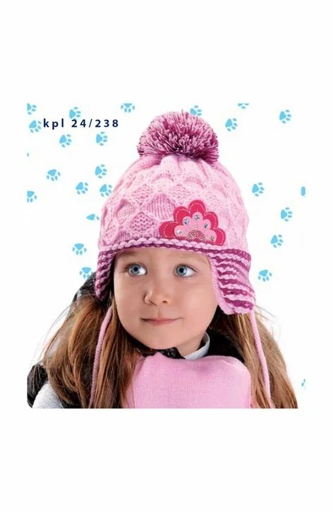 Set caciula si fular pentru fete 1,5-5 ani - AJS 24-238 roz inchis, fucsia, mov, crem
