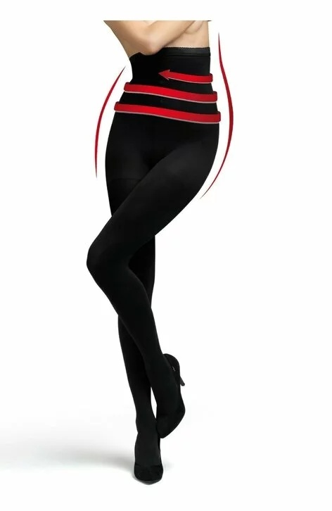 Ciorapi modelatori cu talie inalta, banda silicon - Marilyn Talia Control 100, negru
