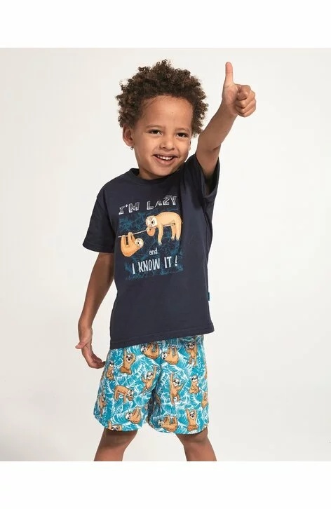 Pijama baieti 1-8 ani, 100% bumbac, Cornette B789-075 Lazy Monkey