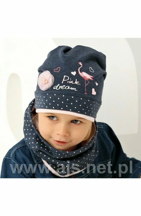 Set caciula si fular pentru fete 2-12 ani - AJS 38-058 jeans
