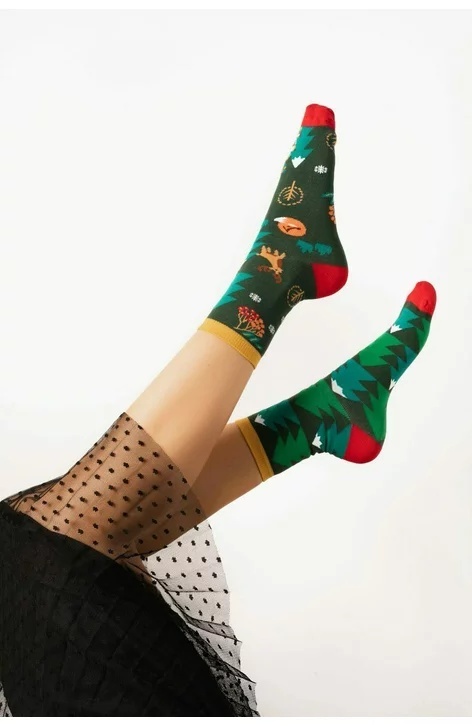 Sosete dama, model asimetric Gingerbread House - More S078A005 verde