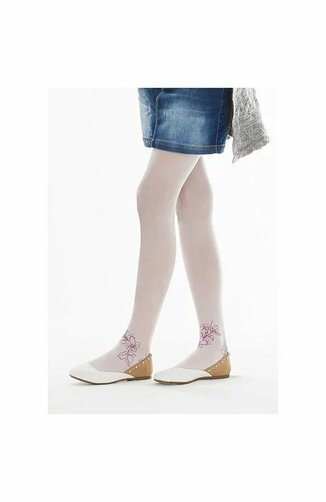 Ciorapi cu model pentru fetite - Marilyn Pretty C81, 40 DEN - alb, violet
