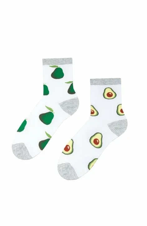 Sosete dama cu model asimetric de avocado - Steven S159-001V alb