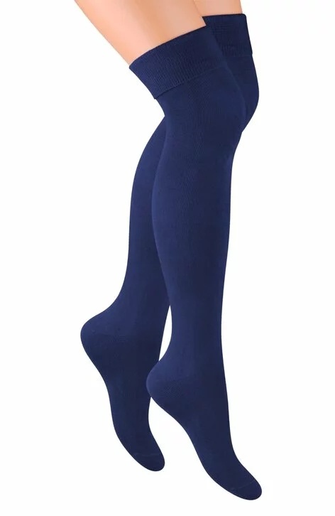 Ciorapi bumbac peste genunchi pentru dama - Steven S076-08 bleumarin