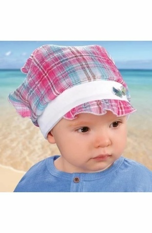 Bandana din bumbac pentru fetite 6-12 luni, 8-15 ani- AJS 28-158 alb-maro