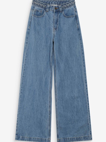 Blugi Jaden bleu wide-leg din bumbac cu talie inalta - Img 6