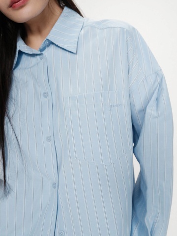 Camasa Valerie bleu oversize cu dungi - Img 5