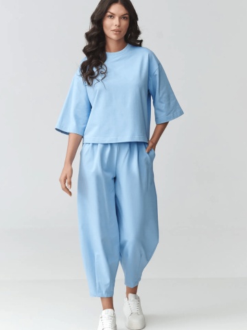 Compleu de trening bleu cu pantaloni bufanti si bluza lejera - M916 - Img 2