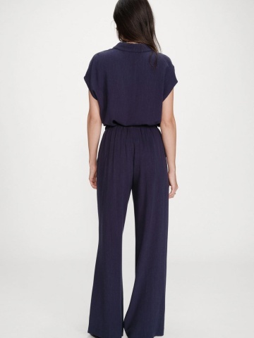 Pantaloni Raven navy blue lejeri cu talie inalta - Img 7