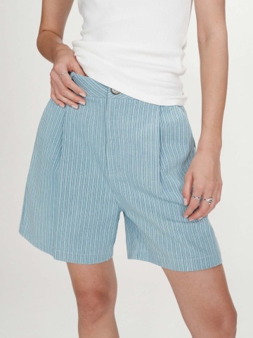 Pantaloni scurti Vars wide-leg din denim cu talie inalta