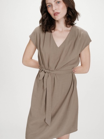 Rochie de vara Marilou kaki scurta cu decolteu in V - Img 2