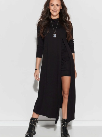 Rochie neagra maxi cu slit - M909