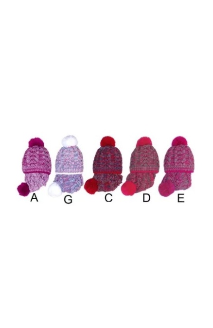 Set caciula si fular pentru fete 5-12 ani - AJS 26-286 magenta, fucsia, roz, rosu, albastru - Img 2