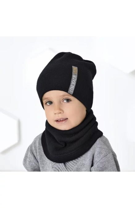 Set caciula si fular (reversibil) pentru baieti 1,5-4 ani - AJS 42-487 gri - Img 2