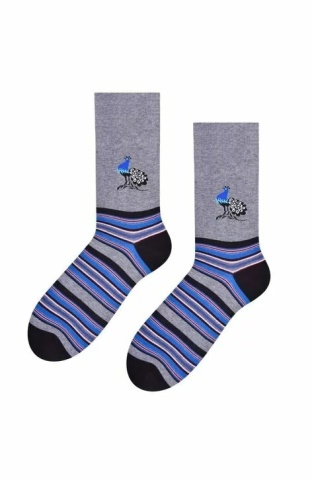 Sosete barbati, colectia Folk - Steven S056-C083 gri detaliu blue
