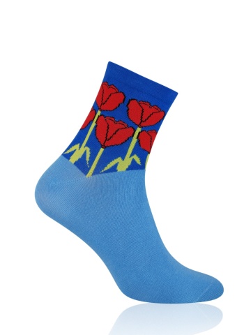 Sosete dama, model Tulips - More S078033 albastru