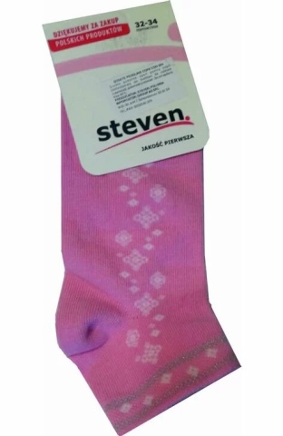 Sosete scurte pentru fete, din bumbac, roz - Steven S004-R015