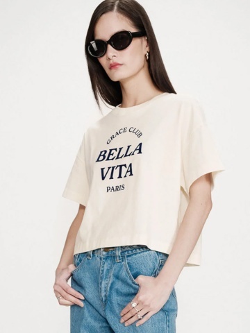 Top Voss oversize din bumbac ecru