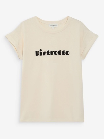Tricou chocolate Vico din bumbac cu mesaj Ristretto - Img 6