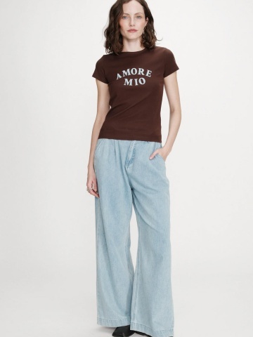 Tricou dama Valerio chocolate din bumbac - Img 3