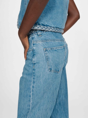 Blugi Jaden bleu wide-leg din bumbac cu talie inalta - Img 3