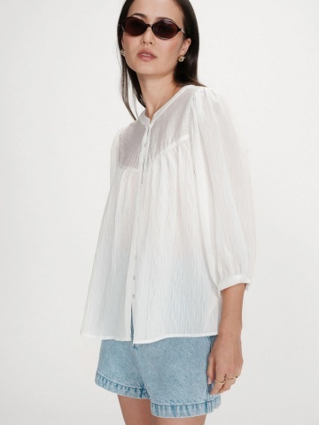 Bluza Vanille ivory lejera cu maneci usor bufante