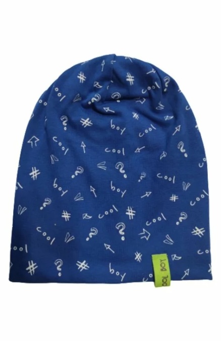 Caciula bumbac pentru baieti 1.5-3 ani (reversibil) - AJS 38-185 albastr, bleu, negru - Img 2