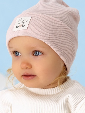 Caciula tricotata roz pentru bebelusi, cu mesaj Pretty Baby