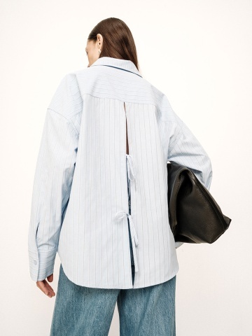 Camasa Valerie bleu oversize cu dungi - Img 12