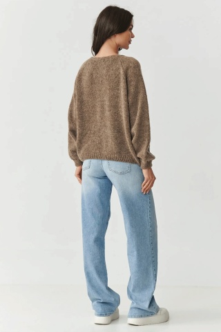 Cardigan dama scurt cu maneci usor bufante, tabaco - Makadamia S170 - Img 3