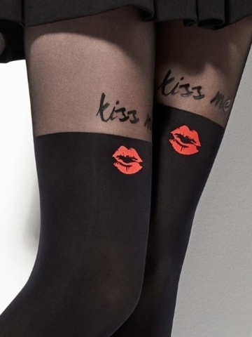 Ciorapi de dama cu model Kiss Me - Marilyn Zazu Kiss, 60 DEN - negru