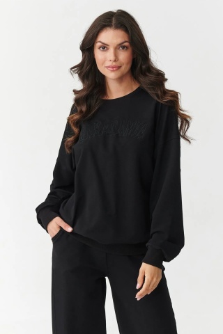 Compleu trening dama cu pantaloni largi, negru - M890 - Img 2