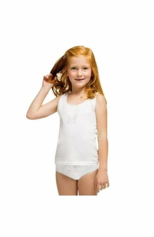 Maiou fetite, din bumbac, alb - Key Underwear GVS 109