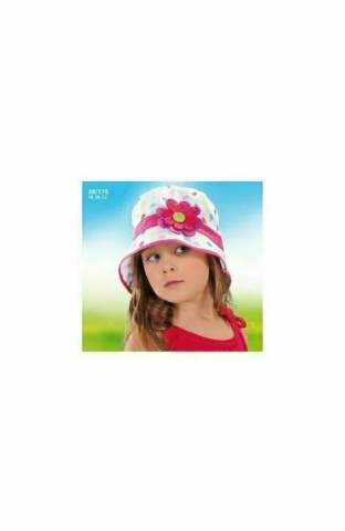 Palarie 100% bumbac pentru fete 1,5-4 ani - AJS 26-175 alb cu fucsia sau turcoaz
