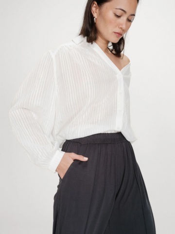 Pantaloni Pax gri inchis, largi cu talie elastica - Img 2