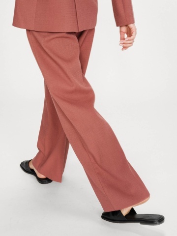 Pantaloni Pierre caramizii drepti cu talie medie-inalta si pliuri - Img 6