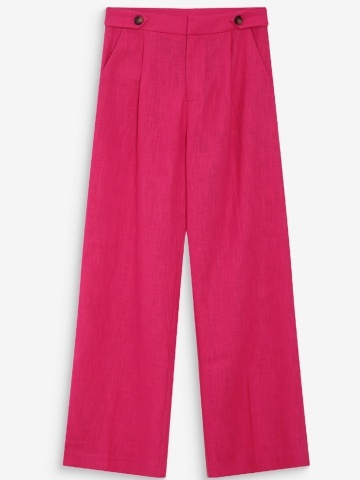 Pantaloni Vanelis din in fucsia cu talie inalta - Img 8