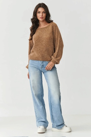 Pulover clasic dama cu adaos de mohair si lana, ocru - S168 - Img 2