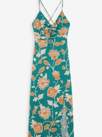 Rochie Velyssa verde turcoaz cu model floral - Img 5