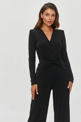 Salopeta eleganta dama cu pantaloni largi, neagra - M851 - Img 2