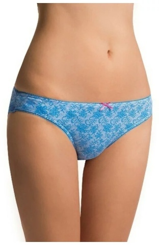 Set 2 chiloti bikini dama din bumbac, imprimeu floral albastru si bej - Key LPR508