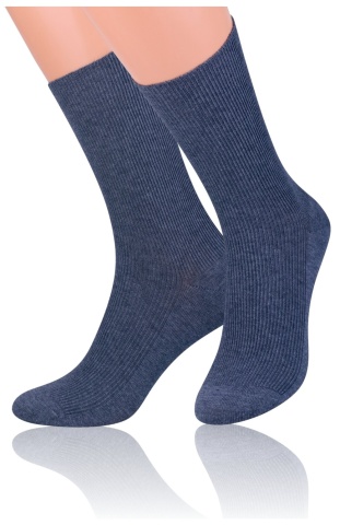 Sosete bumbac unisex, fara compresie, Steven S018-JM, jeans melange