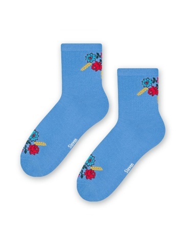 Sosete dama cu model folk - Steven S118K030 blue - Img 2