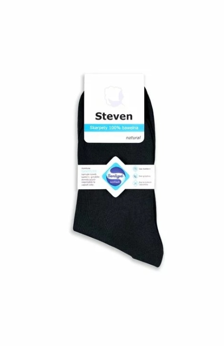 Sosete unisex, bumbac 100%, fara compresie, culoare negru - Steven S055-N - Img 6