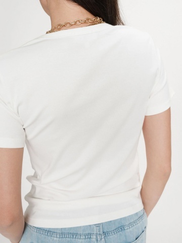 Tricou Vigée din bumbac ivory cu mesaj - Img 4