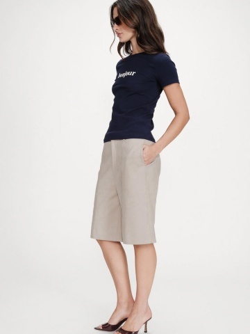 Tricou Vigée din bumbac navy blue cu mesaj - Img 5